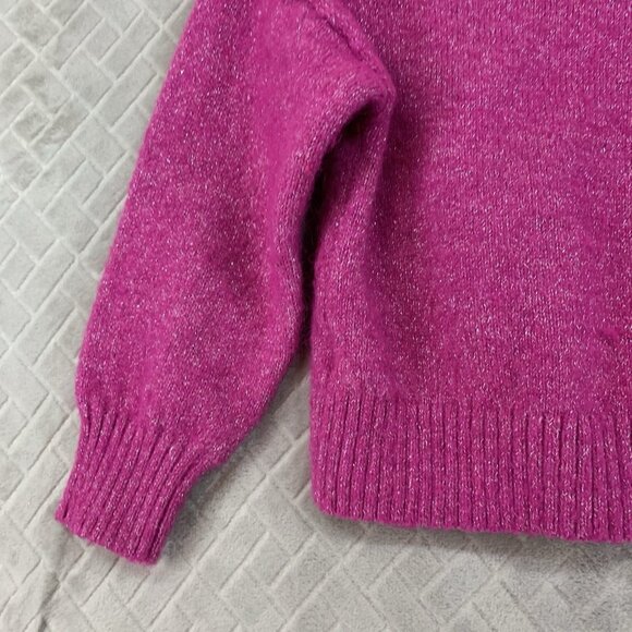 Old Navy Girls 6 Sweater Pink Glitter Sparkle Crew Neck Polyester Blend - Picture 12 of 13